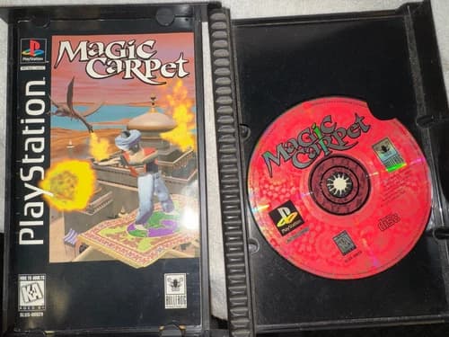 Magic Carpet PlayStation 1 PS1 Game Complete CIB Long Box Black Label Make Offer
