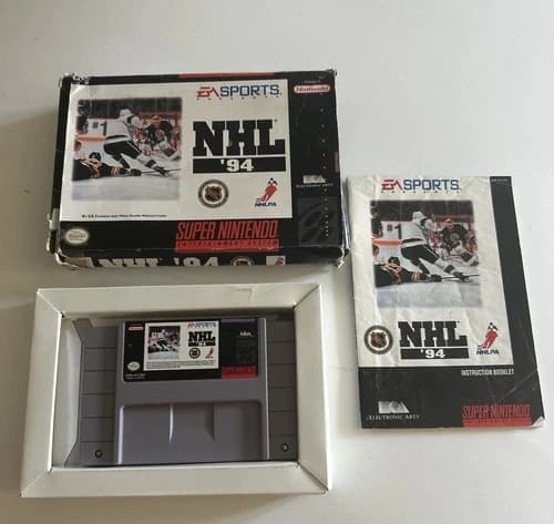 NHL 94 (SNES, 1993)- Carl/ Manual/ Box! Tested/ Authentic- See Pics