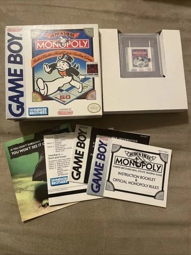 1991 MONOPOLY Gameboy Game Complete Box Insert And Manual In Protective Case