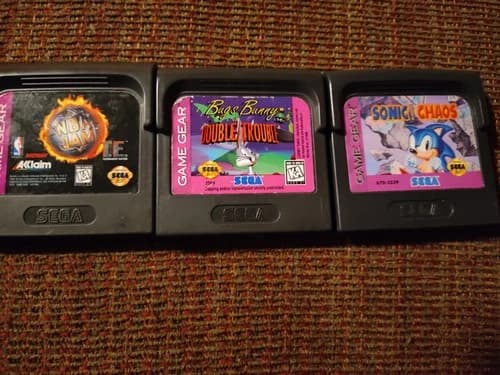 3 Sega Game Gear Games: Sonic. NBA Jam, Bugs Bunny