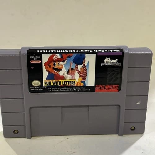 Mario's Early Years: Fun With Letters SNES Super Nintendo Cartridge Only Tested