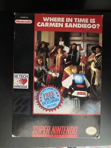 Where in Time Is Carmen Sandiego SNES 1993, Complete in Big Box