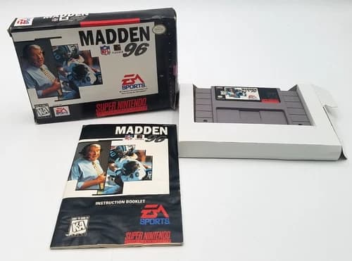 Madden NFL 96 SNES Super Nintendo CIB Cart Manual and Box