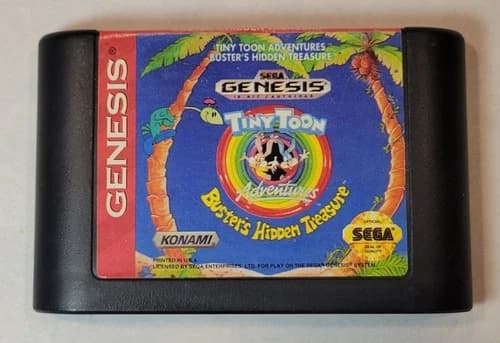 1993 Tiny Toon Adventures Buster's Hidden Treasure Sega Genesis Game Cartridge