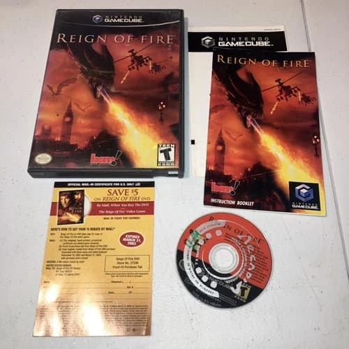 Reign of Fire (Nintendo GameCube, 2002) Tested complete in box 100% Insert