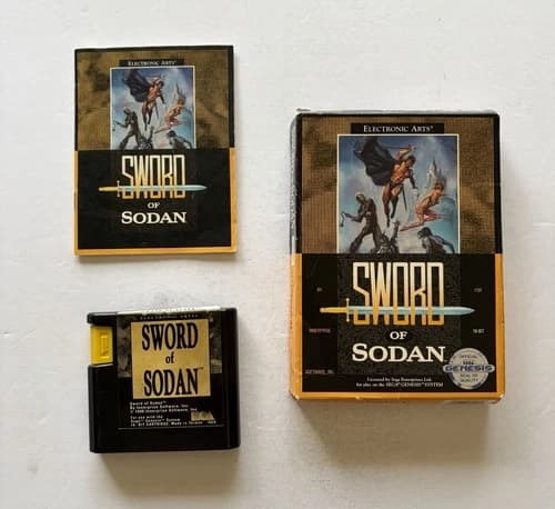 SEGA GENESIS “Sword Of Sodan” Box Manual 1990 Electronic Arts RARE !