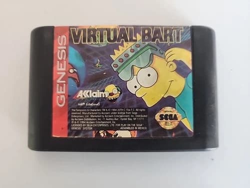Sega Genesis Virtual Bart Authentic Cleaned Tested Working