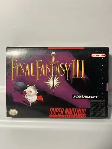 Final Fantasy III 3 Super Nintendo SNES Complete 100% CIB+ Box Maps Registration