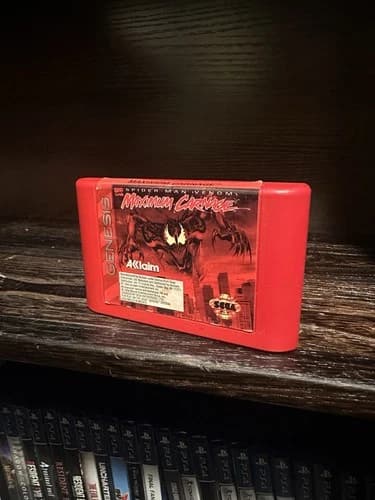 Spider-Man and Venom: Maximum Carnage (Sega Genesis, 1994) Authentic Red Cart ☆