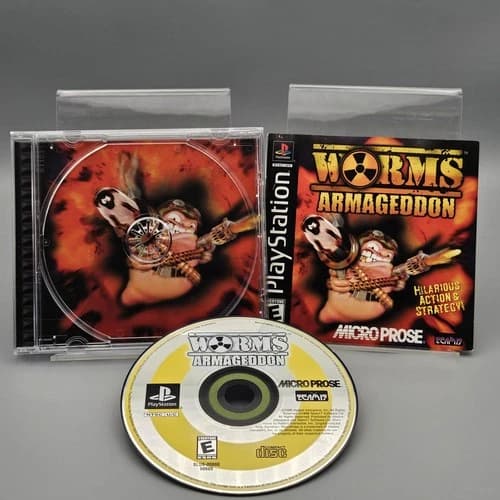 Worms Armageddon Playstation PS1 Complete CIB Refurbished Excellent