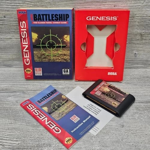 Super Battleship Sega Genesis Cardboard Box Complete CIB Tested Working Naval