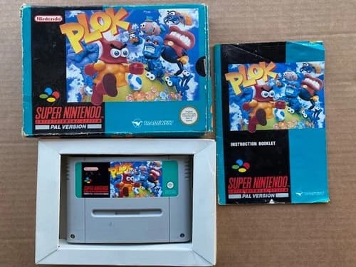 SUPER NINTENDO PLOK SNES GAME BOXED COMPLETE TESTED AND WORKING