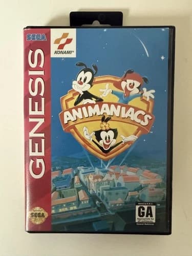 SEGA Genesis Animaniacs CIB Complete Konami 1994 Game w/ Box Manual TESTED!