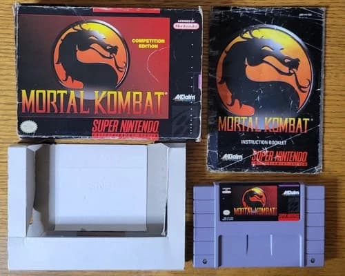 Mortal Kombat SNES Super Nintendo CIB 1993 TESTED Working Complete