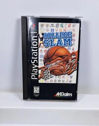 College Slam Basketball Sony Playstation PS1 Long Box Complete Reg Card