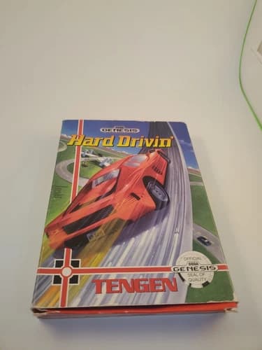 Hard Drivin' Sega Genesis 1991 Tengen Complete CIB W/ Cardboard Box