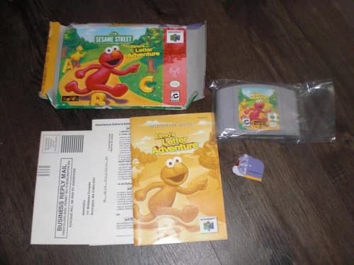 Elmo's Letter Adventure Nintendo 64 N64 COMPLETE w Box Manual Game CIB AUTHENTIC