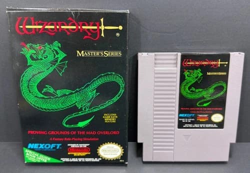 1985 Wizardry MS Nintendo NES Video Game Cartridge in Box w/ Booklet ~ Nexoft