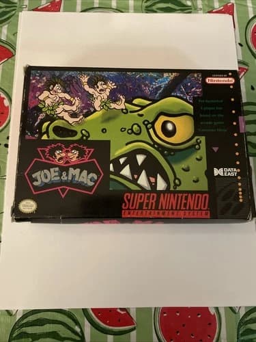 Joe & Mac Super Nintendo SNES Complete in Box with Box Protector Manual