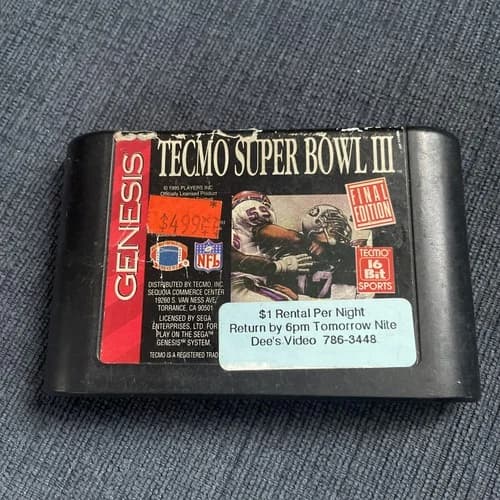 Tecmo Super Bowl III 3 Final Edition (Sega Genesis, 1995) Cartridge Only