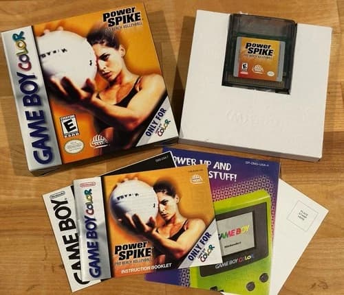 Power Spike Pro Beach Volleyball (Nintendo Game Boy Color, 2000) CIB Complete