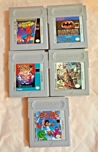 5 Gameboy NES Games! Spiderman, Batman, Contra, DoubleDragn, Kid Icarus- Tested!