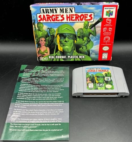 Army Men Sarge's Heroes Nintendo 64 N64 CIB Complete W/ Manual Authentic
