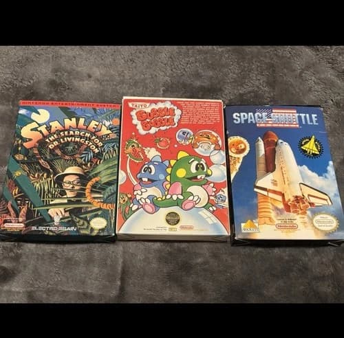 NES CIB Clean Boxes/ Clean Carts BUBBLE BOBBLE SPACE SHUTTLE STANLEY