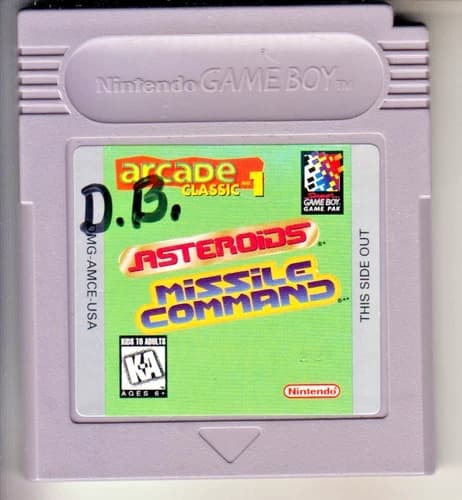 Nintendo Game Boy Arcade Classics 1 Asteroids Missile, Command, Tested & Working