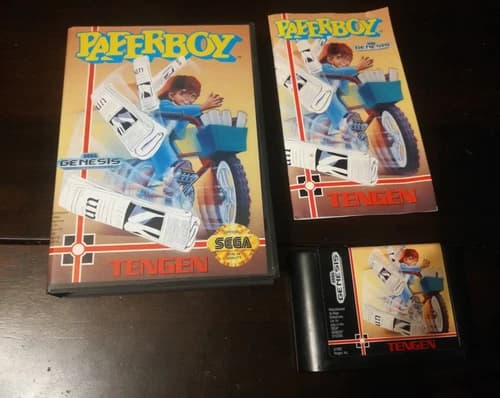 Paperboy (Sega Genesis, 1991) CIB Complete in Box w/ Manual, Tested and Works!