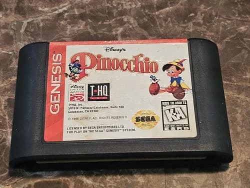 Pinocchio Sega Genesis 1996 Game Authentic Cartridge Only Tested & Works Great!
