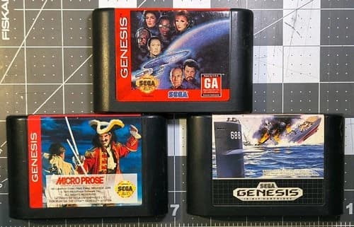 3 Sega Genesis "Naval" Games- Pirates! Gold, 688 Attack, Star Trek: TNG