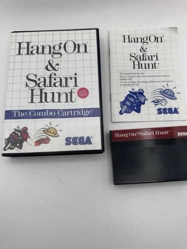 Hang-On And Safari Hunt- Sega Master System Game Box And Manual