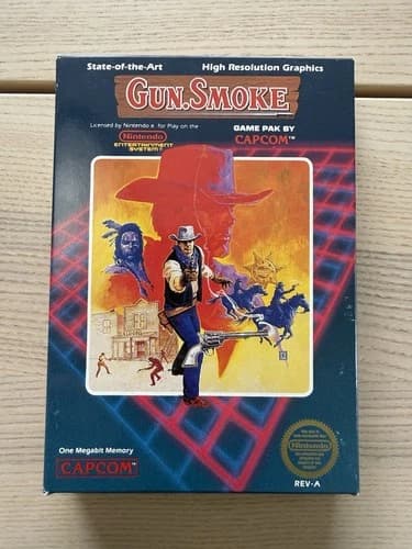 Capcom Gun.Smoke Complete CIB w/ Box Manual Nintendo NES NTSC-U/C 1987