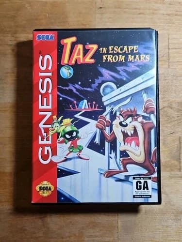 Taz in Escape From Mars Sega Genesis CIB with Manual Tested Working Original !!!