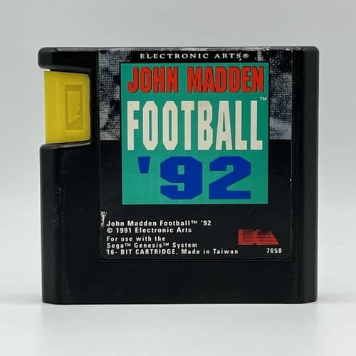 Sega Genesis John Madden Football ‘92 Authentic Tested & Working 1991 Official