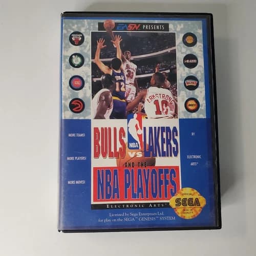 Bulls vs. Lakers and the NBA Playoffs (Sega Genesis, 1991) Complete With Manual