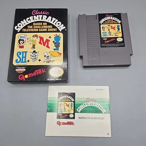 Classic Concentration (Nintendo NES) Video Game 1990 With Box And Game Manual