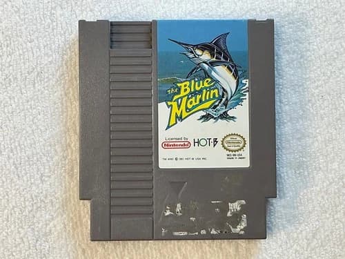 The Blue Marlin 1991 Nintendo NES Authentic Cart, Tested. Great Label
