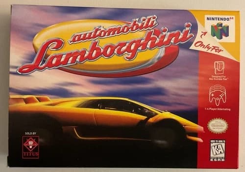 Nintendo 64 N64 Automobili Lamborghini Game Cartridge Manual Box Tested