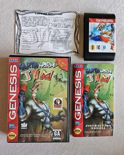 EARTHWORM JIM SEGA GENESIS COMPLETE IN BOX W/ REGISTRATION GREAT CONDITION