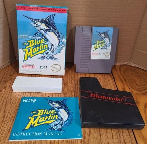 Nintendo NES The Blue Marlin CIB Box, manual, protector works