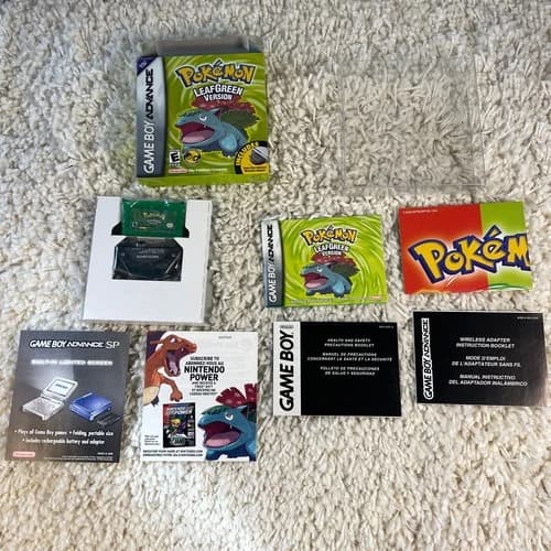Pokemon LeafGreen (Nintendo Gameboy Advance, 2004) GBA Authentic Complete in Box