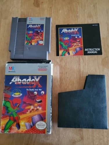 Milton Bradley Abadox: The Deadly Inner War Nintendo NES Box, Manual, Sleeve