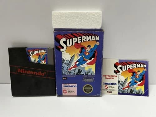 Superman (Nintendo NES, 1988) Kemco - Cartridge, Box, Manual