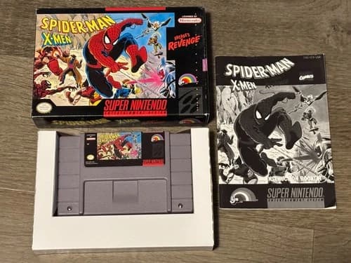 Spider-Man X-Men in Arcade's Revenge Super Nintendo Snes Complete CIB Good Shape