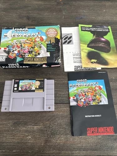 Super Mario Kart SNES Super Nintendo Complete CIB! Authentic Player Choice