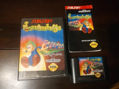 Lemmings (Sega Genesis, 1992) CIB Complete in Box w/ Manual, Tested and Works!