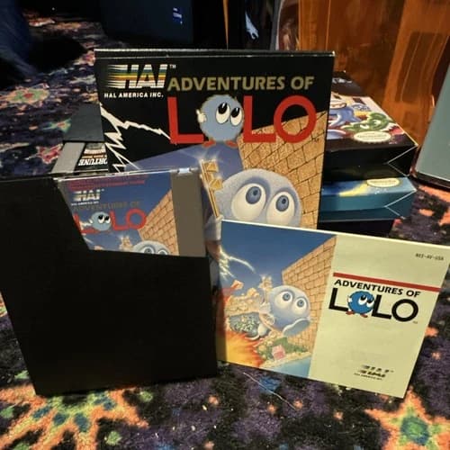 Nintendo Adventures of Lolo NES Hal America Game Box Manual Included Puzzle