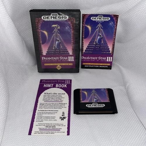 TESTED! Sega Genesis PHANTASY STAR 3 III Generations of Doom SAVES Complete CIB